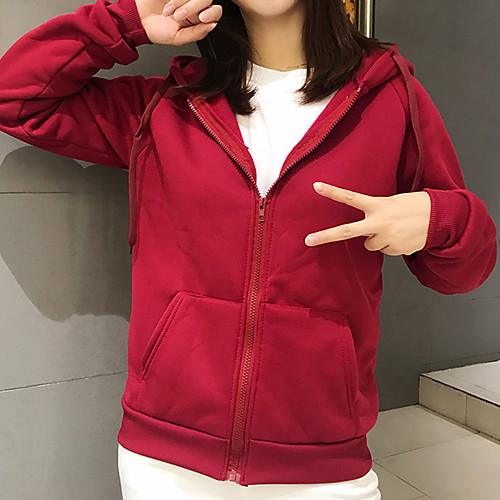 

Women's Zip Up Hoodie Sweatshirt Plain Zipper Daily Casual Hoodies Sweatshirts Black Wine Gray