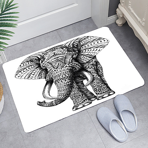 

Black And White Elephant Digital Printing Floor Mat Modern Bath Mats Nonwoven Memory Foam Novelty Bathroom