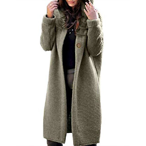 

women's oversize hooded knit trench coat cardigan wool cable knit longline sweater trench jacket(gr-xl) green