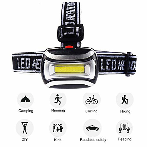 

led headlamp 3 modes outdoor camping fishing cycling headlamp led head light lamp flashlight perfect for runners, lightweight, waterproof, adjustable headband black