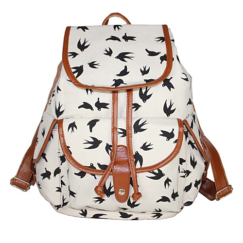 

Unisex Canvas School Bag Commuter Backpack Large Capacity Pattern / Print Zipper Geometric Daily Outdoor Backpack Black Blue Green Beige Gray