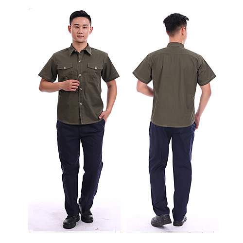 

Men's Hiking Shirt with Pants Short Sleeve Top Bottoms Outdoor Lightweight Breathable Quick Dry Sweat wicking Summer Light Blue Light Gray ArmyGreen Hunting Fishing Climbing