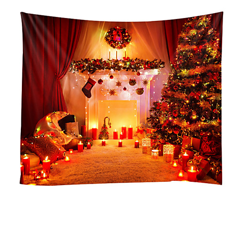 

Christmas Santa Claus Holiday Party Wall Tapestry Art Decor Blanket Curtain Picnic Tablecloth Hanging Home Bedroom Living Room Dorm Decoration Christmas Tree Gift Candle Polyester Views