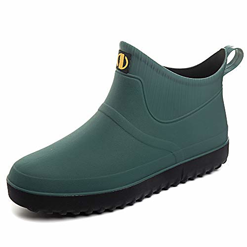 

men's wellington boots short ankle wellies waterproof chelsea pvc rubber rain bootss green 39-5.5uk