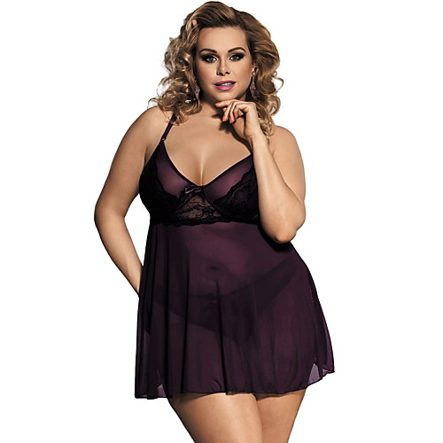 

Women's Lace Suits Nightwear Solid Colored Purple M XL 3XL