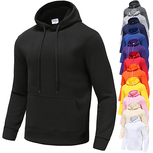 

Men's Long Sleeve Hoodie Sweatshirt Top Athleisure Casual Winter Fleece Thermal Warm Breathable Soft Fitness Gym Workout Performance Running Jogging Sportswear Solid Colored Normal White Black Purple