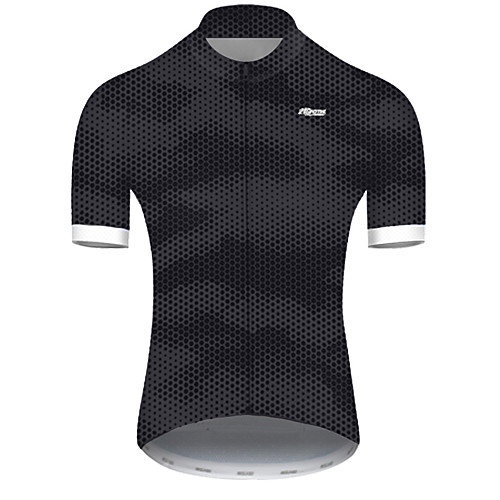 

21Grams Men's Short Sleeve Cycling Jersey Nylon Polyester GrayWhite Polka Dot Camo / Camouflage Bike Jersey Top Mountain Bike MTB Road Bike Cycling Breathable Quick Dry Ultraviolet Resistant Sports