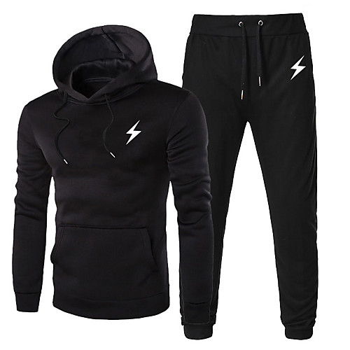 

Men's Hoodies Set Graphic Casual Hoodies Sweatshirts Black Light gray Dark Gray