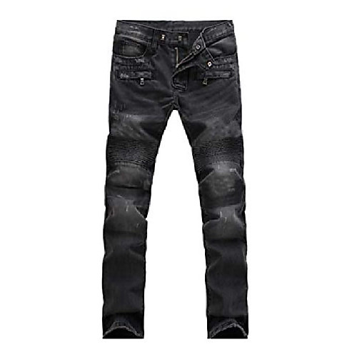 

lavnis men's slim fit vintage distressed motorcycle jeans runway biker denim jeans style 13-blue 2 30