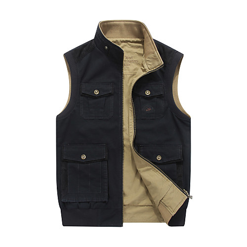 

Men's Hiking Vest / Gilet Fishing Vest Hiking Windbreaker Winter Outdoor Solid Color Thermal Warm Waterproof Lightweight Windproof Jacket Winter Jacket Top Cotton Single Slider Hunting Fishing