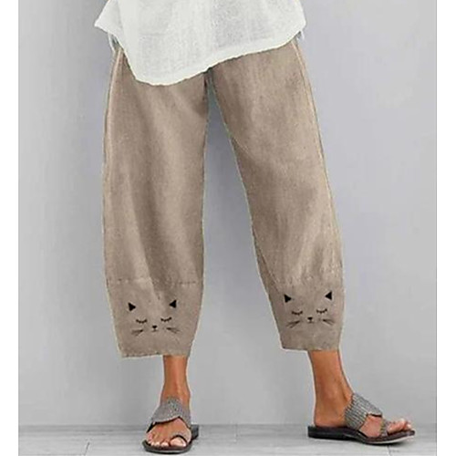 

Women's Basic Streetwear Comfort Daily Going out Pants Chinos Pants Print Ankle-Length Print Yellow Blushing Pink Khaki
