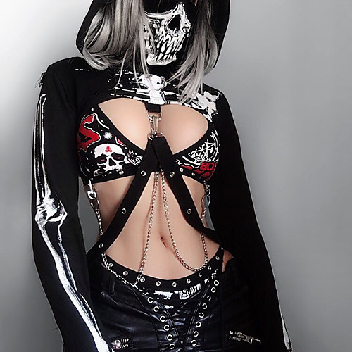 

Lady Lisa Gothic Punk & Gothic Party Costume Masquerade Women's Costume Black Vintage Cosplay Party Halloween / Top / Top