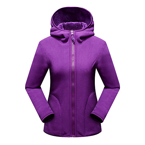 

Women's Hoodie Jacket Hiking Fleece Jacket Winter Outdoor Solid Color Thermal Warm Windproof Breathable Soft Jacket Coat Top Single Slider Climbing Casual Camping / Hiking / Caving Black Dark Purple