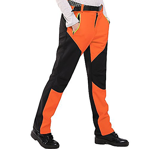 

women waterproof trousers fleece hiking pants trekking pants climbing pants (orange, s)