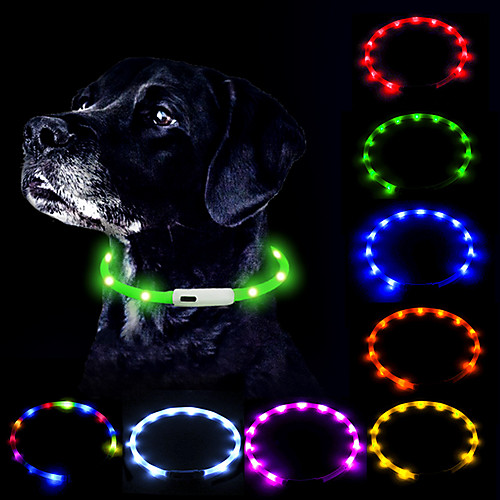 

usb rechargeable led dog collar glow in the dark pet collar, silicone light up collars for night dog walking (blue)