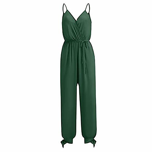 

womens summer solid buttons wide leg holiday floral jumpsuits playsuits plus size (green, 2xl码:82-98x103x140x116cm)