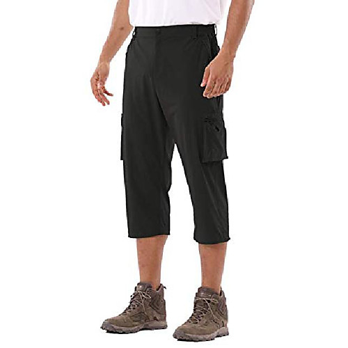 

men's hiking cargo shorts quick dry upf 50 capris pantst with 6 pockets black size m
