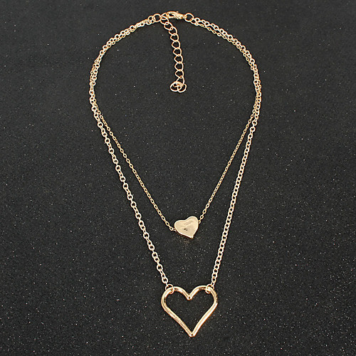 

Layered Necklace Women's Layered Floral / Botanicals Heart Simple Cute Gold 457 cm Necklace Jewelry 1pc for Daily Carnival Heart Shape