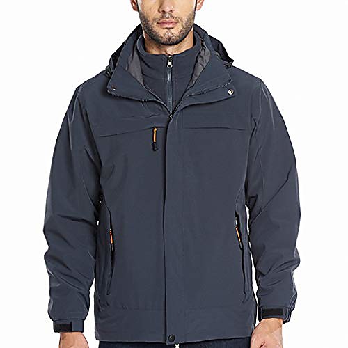 

lucamore men's ski jacket 3 in 1 waterproof winter jacket snow jacket windproof hooded with inner warm fleece coat dark gray