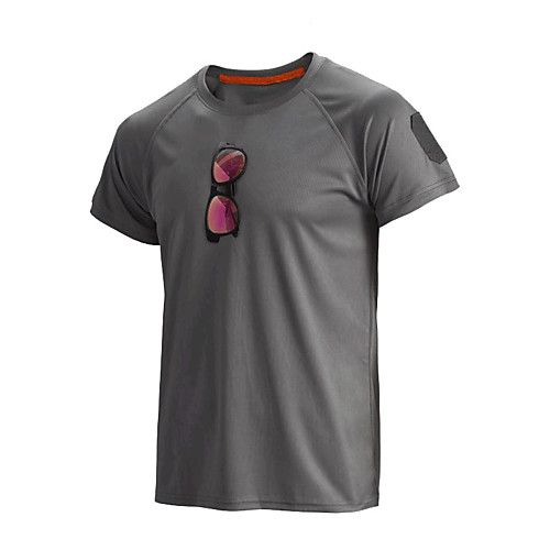 

Men's Hunting T-shirt Outdoor Breathable Quick Dry Ventilation Fast Dry Summer Solid Colored Top Polyester Camping / Hiking Hunting Fishing White Black Army Green
