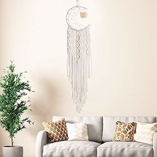 

Boho Dream Catcher Handmade Gift Wall Hanging Decor Art Ornament Craft Woven Macrame Moon Owl 9420cm for Kids Bedroom Wedding Festival