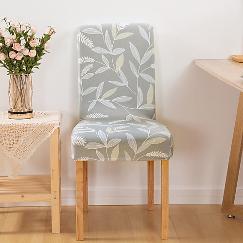 

1 Piece Leaf Print Stretch Removable Washable Short Dining Chair Covers, Dining Room Chair Protector Seat Slipcover for Hotel,Banquet,Wedding,Party