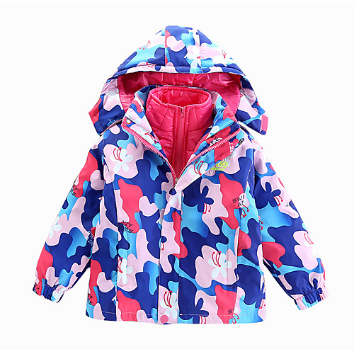 

Girls' Hiking 3-in-1 Jackets Winter Outdoor Camo Thermal Warm Waterproof Windproof Breathable Winter Jacket Top Hunting Fishing Climbing Fuchsia Blue / Kid's