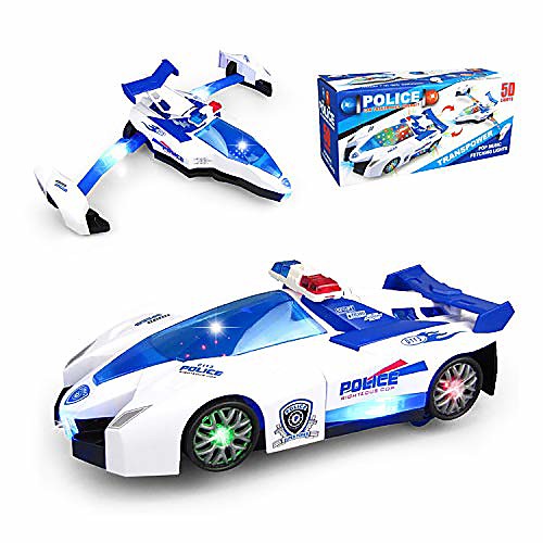 

car toys for 3-8 year old boys, transforming toys with led lights and music effects best gifts, cars and airplanes toys are combined into one for boys toddlers girls kids.