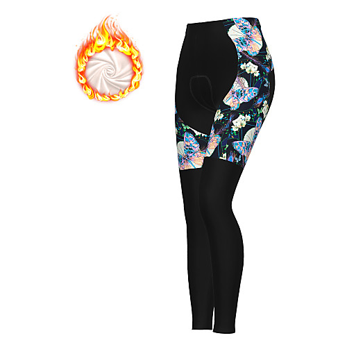 

21Grams Women's Cycling Tights Cycling Pants Winter Fleece Polyester Bike Tights Padded Shorts / Chamois Pants Thermal Warm Fleece Lining Breathable Sports Butterfly Christmas Black Mountain Bike MTB