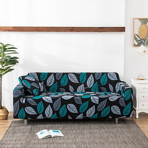 

Leaf Print 1-Piece Sofa Cover Couch Cover Furniture Protector Soft Stretch Slipcover Spandex Jacquard Fabric Super Fit for 1~4 Cushion Couch and L Shape Sofa,Easy to Install(1 Free Cushion Cover)