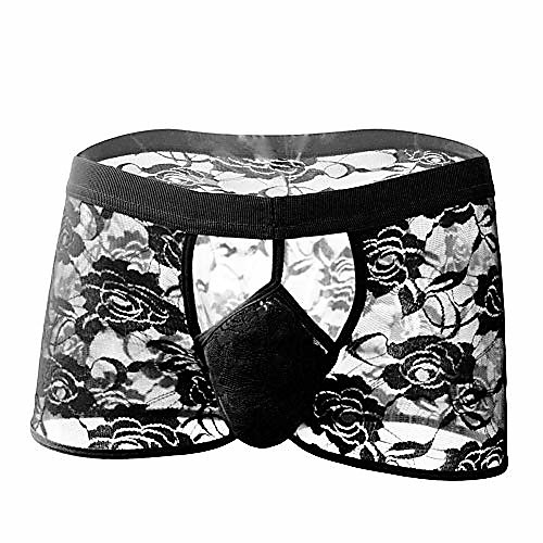 

men's sissy panties lace see through bikini boxer sexy thong g-string pouch shorts underwear, black, f