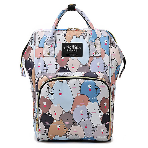 

Unisex Polyester Nylon School Bag Diaper Bag Commuter Backpack Large Capacity Zipper Floral Print Daily Professioanl Use Backpack Blue Blushing Pink Navy Blue Dusty Rose Gray