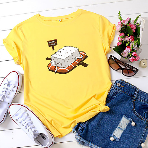 

Women's T-shirt Graphic Prints Letter Print Round Neck Tops 100% Cotton Basic Basic Top White Black Blue