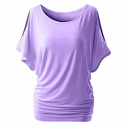 

women's scoop neck solid half sleeve batwing dolman top loose blouses shirts plus size mauve