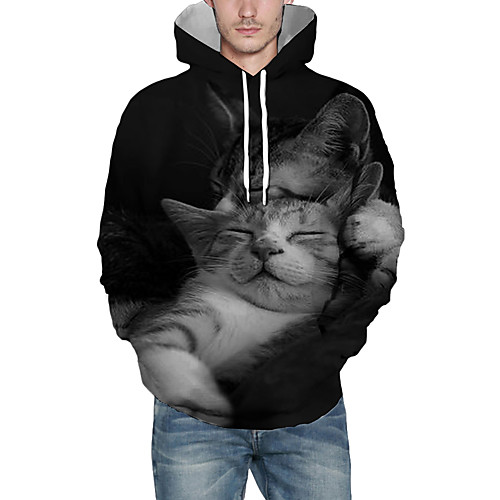 

Men's Pullover Hoodie Sweatshirt Animal Patterned Graphic 3D Front Pocket Daily 3D Print 3D Print Hoodies Sweatshirts Black