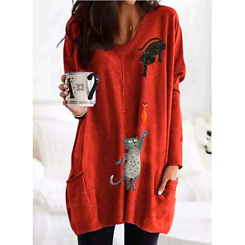 

Women's Pullover Sweatshirt Graphic Daily Long Hoodies Sweatshirts Orange Green Light gray
