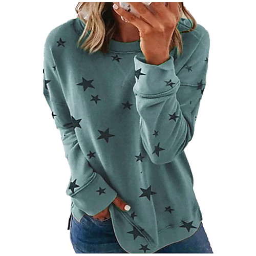 

Women's Pullover Sweatshirt Graphic Star Daily Casual Hoodies Sweatshirts White Blue Purple