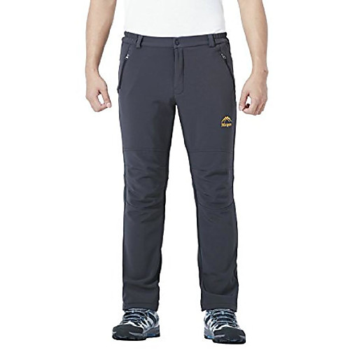 

men's fleece soft shell hiking pants quick dry outdoor mountain ski pants, gray-xs