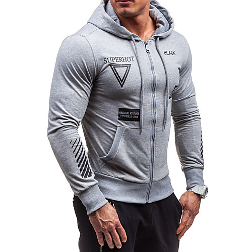 

Men's Long Sleeve Running Track Jacket Full Zip Outerwear Coat Top Casual Athleisure Winter Thermal Warm Breathable Soft Fitness Running Jogging Training Sportswear Solid Colored Normal Dark Grey