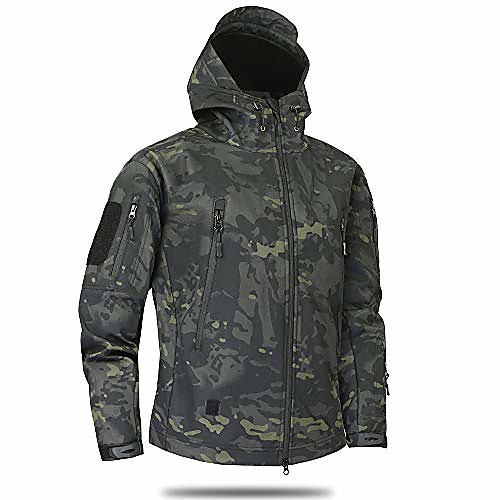 

men's outdoor hiking soft shell jacket tactical waterproof hooded coat (s)