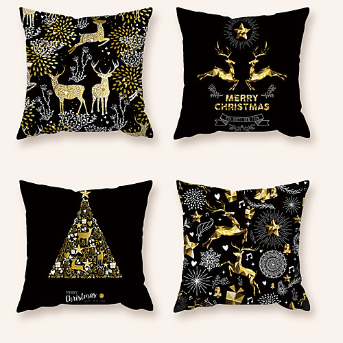 

Cushion Cover 4PCS Christamas Party Decoration Christamas Gift Short Plush Soft Decorative Square Throw Pillow Cover Cushion Case Pillowcase Sofa Bedroom 45 x 45 cm (18 x 18 Inch) Superior Quality