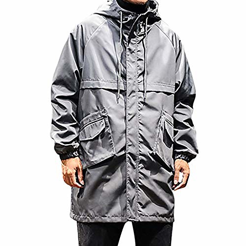 

fashion men's hoodie autumn winter casual plus size solid mid-length outdoor sport windbreaker coat(dark gray,3xl)