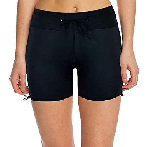 

women's mid waist swim short with adjustable ties boy leg tankini bottom (black, us 22)