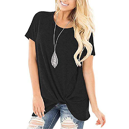 

women's cold shoulder t-shirt long sleeve blouses knot twist front tunic tops (xx-large, coffee)