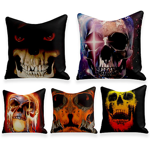 

Cushion Cover 5PCS Linen Soft Decorative Square Throw Pillow Cover Cushion Case Pillowcasefor Sofa Bedroom 45 x 45 cm (18 x 18 Inch) Superior Quality Mashine Washable Skeleton Fantasy