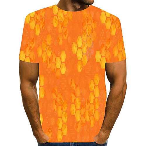 

Men's T shirt 3D Print Graphic Print Short Sleeve Daily Tops Streetwear Orange