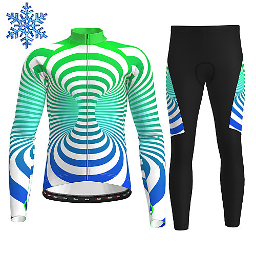 

21Grams Men's Long Sleeve Cycling Jersey with Tights Winter Fleece Red Green Bike Thermal Warm Fleece Lining Breathable Warm Quick Dry Sports Graphic Mountain Bike MTB Road Bike Cycling Clothing