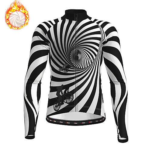 

21Grams Men's Long Sleeve Cycling Jersey Winter Fleece BlackWhite Bike Jersey Top Mountain Bike MTB Road Bike Cycling Fleece Lining Warm Quick Dry Sports Clothing Apparel / Stretchy / Athleisure