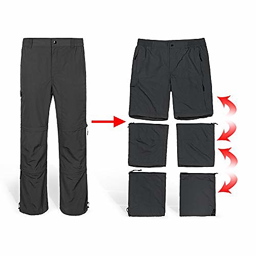 

men's outdoor quick dry convertible pant packable lightweight hiking fishing zip off cargo work pant dark grey