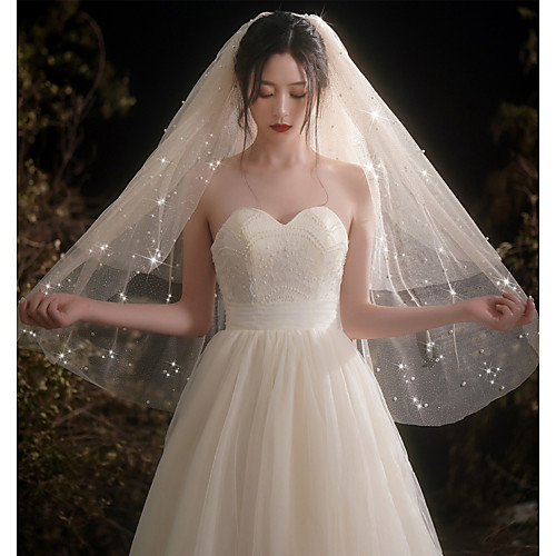 

Two-tier Simple Wedding Veil Fingertip Veils / Cathedral Veils with Solid Tulle